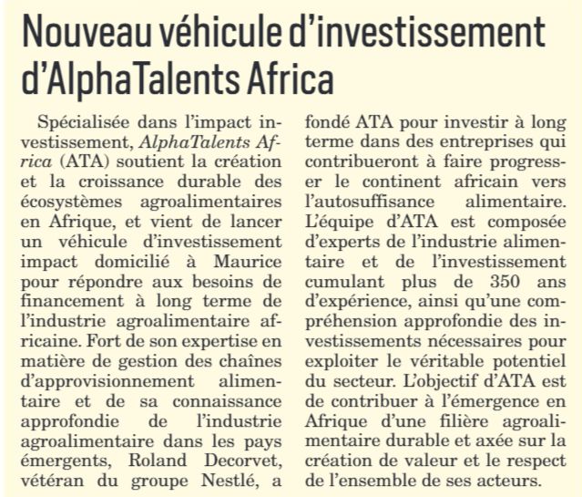 AlphaTalents Africa in Le Mauricien